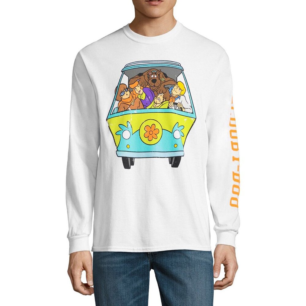 New! Scooby-Doo Mystery Machine Long Sleeve T-Shirt XXL Velma Shaggy Daphne Fred